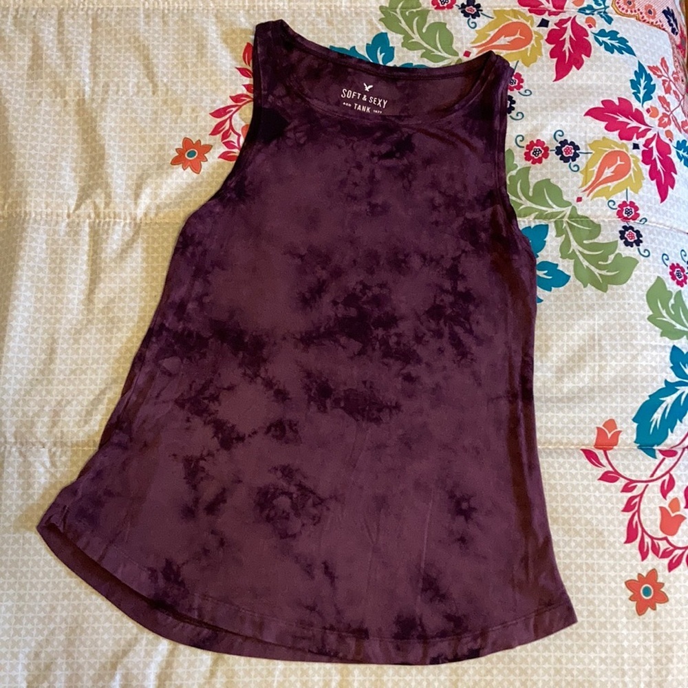 American Eagle Outfitters (AEO) Soft & Sexy Tank Top Size XS Wine Tie Dye